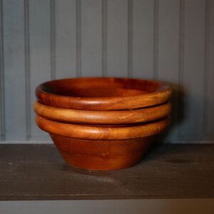Vintage Stacking Solid Wood Bowls Set of 3